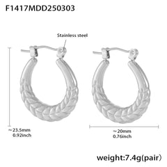 Textured Wheat Pattern Hoop Earrings