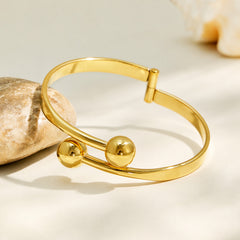 Gold-Tone Twin Ball Open Cuff