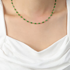 Green Crystal Bead Necklace & Bracelet