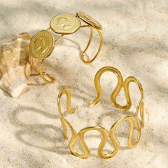 18K Gold-Plated & Silver-Tone Sculptural Cuffs
