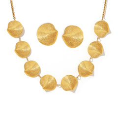 Textured Shell-Disc Statement Necklace