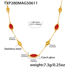 Faceted Glass Accent Link Necklace