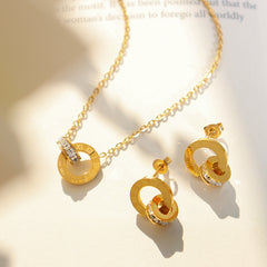 Roman Numeral Double-Ring Necklace & Earrings