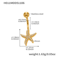 Cubic Zirconia Heart and Ball Navel Jewelry