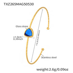 Colored Glass Accent Open Cuff Bracelet