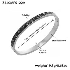 Numeral & Enamel Clasp Bangle Bracelets