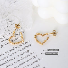 Heart-Motif Stainless Steel Earrings