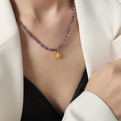 Amazonite Star Pendant Beaded Necklace