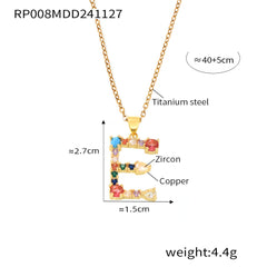 Color Cubic Zirconia Initial Pendant Charm