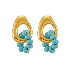 Turquoise & Natural Stone Cluster Earrings