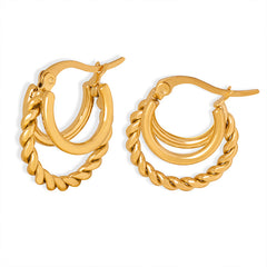 18K Gold-Plated Double-Curve Twisted Hoop Earrings