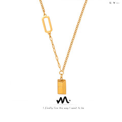 Gold-Tone LOVE and GOLD Inscription Necklace