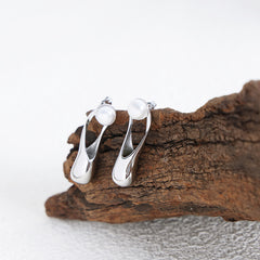 Freshwater Pearl Sculptural Long Stud Earrings