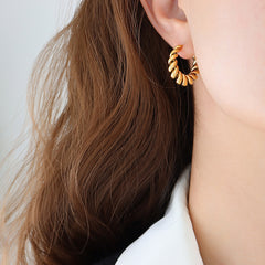 Twisted Open C-Shaped Brass Hoop Earrings