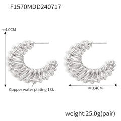 18K Gold-Plated Textured Crescent Earrings