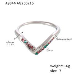 V-Shaped Cubic Zirconia Open Ring