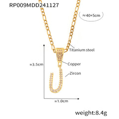 Cubic Zirconia Script Initial Pendant Necklace