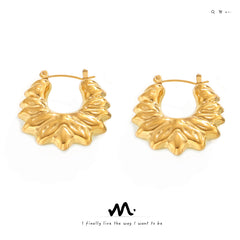 18K Gold-Plated Sculptural Floral Hoop Earrings
