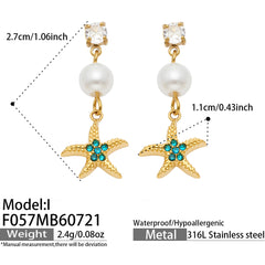 18K Gold-Plated Ocean Charm Drop Earrings