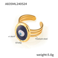 Evil Eye Enamel Open Ring