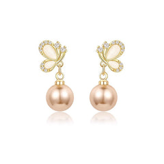 Camille Vintage-Inspired Pearl Butterfly Stud Earrings