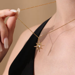 18K Gold-Plated Cubic Zirconia Starburst Necklace