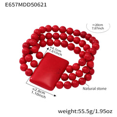 Carved Natural Stone Beaded Bracelet