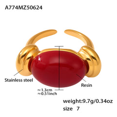 Oval Resin Color Accent Ring