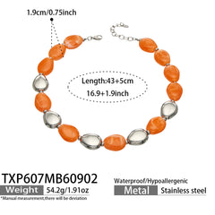 Oval Color Resin Necklace and Bracelet