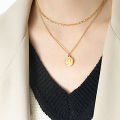 Portrait Coin Layered Necklace Designs