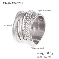 Cubic Zirconia Interwoven Multi-Row Ring