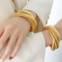 Ribbed Triple Coil Bracelet