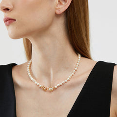Camille Vintage-Inspired Pearl Heart Choker Necklace