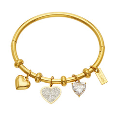 18K Gold-Plated Heart Charm Bangle