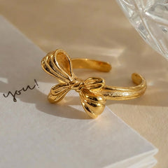 18K Gold-Plated Bow Open Ring