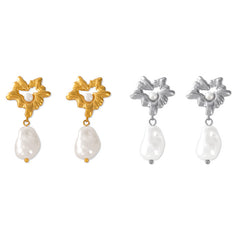 Pearl-Look Sculptural Flower Drop Earrings