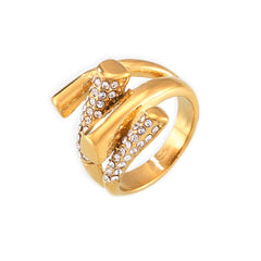 Sparkling Sculptural Crossover Ring