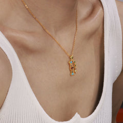 Color Cubic Zirconia Initial Pendant Charm