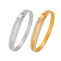 18K Gold-Plated Zipper-Texture Bangle Bracelet