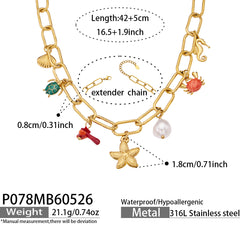 18K Gold-Plated Ocean Charm Necklace or Anklet