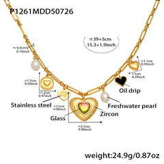 18K Gold-Plated Cubic Zirconia & Freshwater Pearl Charm Necklaces
