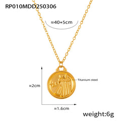 Zodiac Coin Pendant Necklace