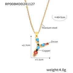 Color Cubic Zirconia Initial Pendant Charm