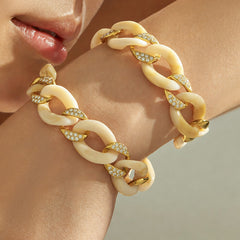 Color Resin and Cubic Zirconia Curb Bracelet