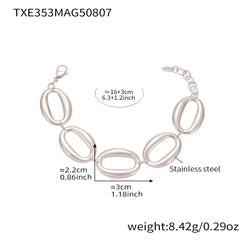 Polished Oval Link Necklace and Bracelet