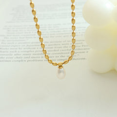 Freshwater Pearl Drop Beaded Chain Necklace