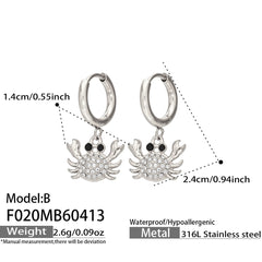 18K Gold-Plated Cubic Zirconia Crab Earrings