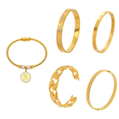18K Gold-Plated Geometric Clasp Bangle Bracelets