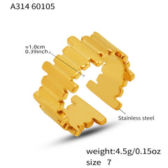 18K Gold-Plated Vertical Ridge Open Ring