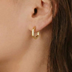 Hexagonal Huggie Hoop Earrings